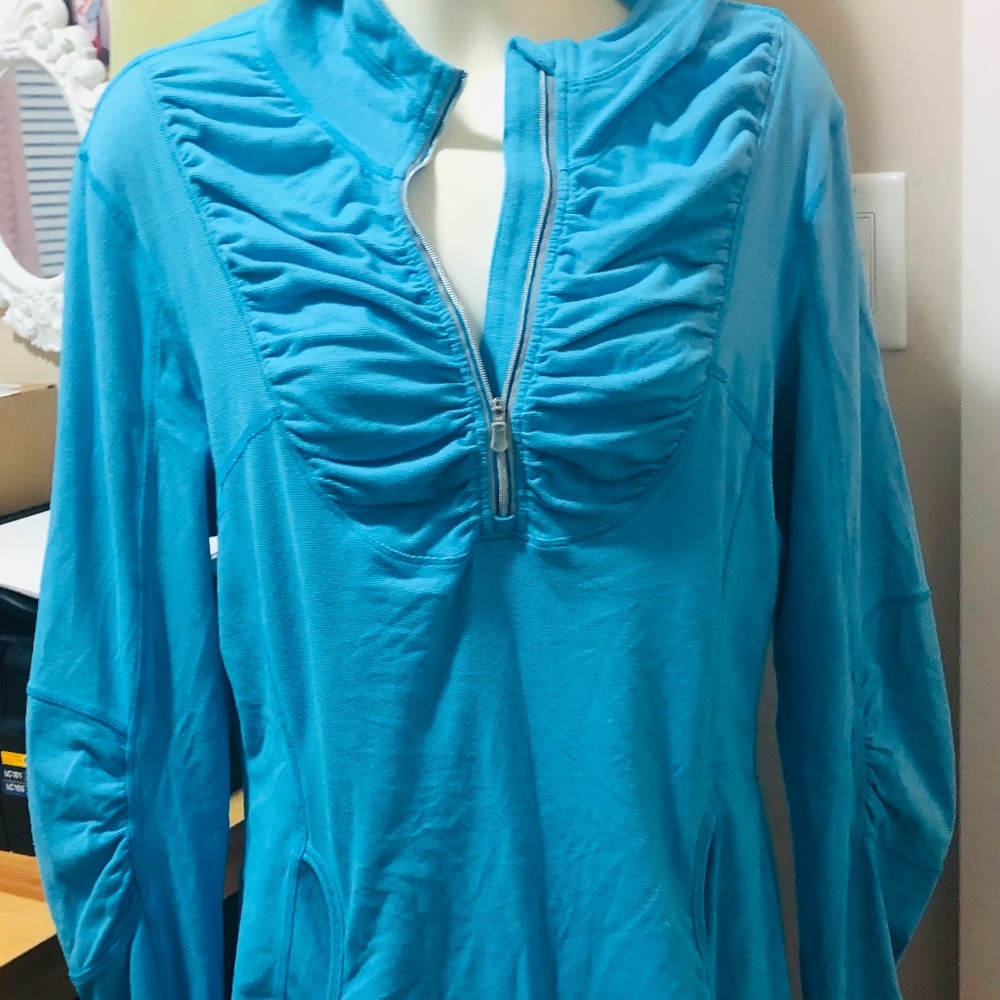 Women's Blue Zip-Up Top